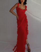 Romantisches, freizügiges Maxikleid mit Rüschen
